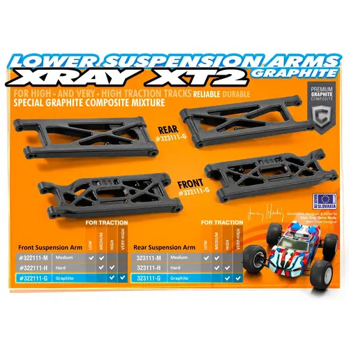 XRAY XT2 COMPOSITE SUSPENSION ARM - XY323111-G