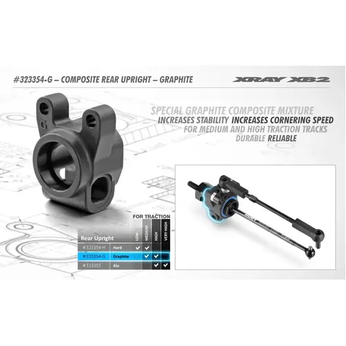 XRAY COMPOSITE UPRIGHT REAR - GRAPHITE - XY323354-G