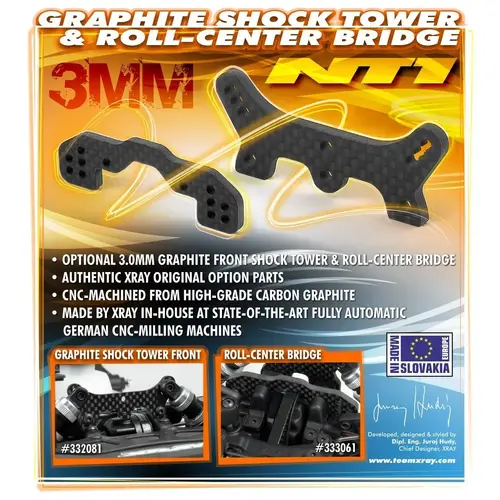 XRAY GRAPHITE SHOCK TOWER FRONT 3.0 - XY332081