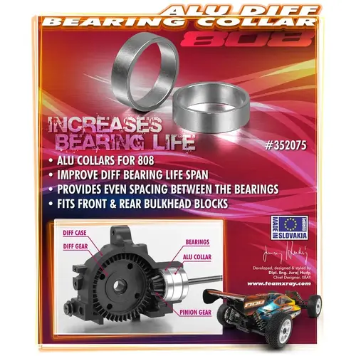 XRAY XB808 ALU BEARING COLLAR FOR D - XY352075
