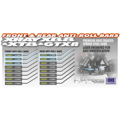 XRAY XB8 FRONT ANTI-ROLL BAR 2.0MM - XY352490