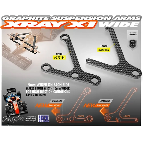 GRAPHITE LOWER SUSPENSION ARM 2.5MM - WIDE - XY372116