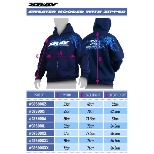 XRAY SWEATER HOODED WITH ZIPPER - BLUE (L) - XY395600L