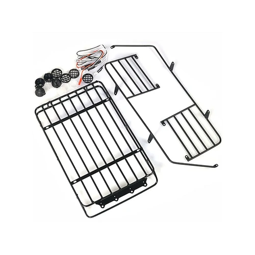 Yeah Racing 1/10 SCX10 II Jeep Wrangler Black Metal Roof Rack w/ LED Lights