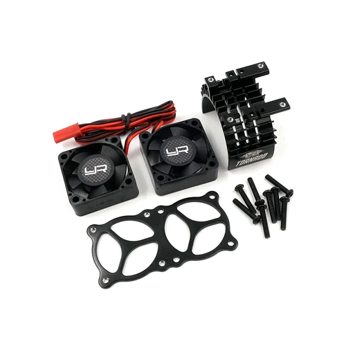 Yeah Racing Black Aluminium 540/550 Motor Heat Sink w/ Twin Tornado High Speed Fans Set