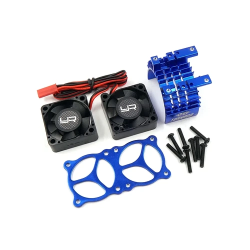 Yeah Racing Blue Aluminium 540/550 Motor Heat Sink w/ Twin Tornado High Speed Fans Set