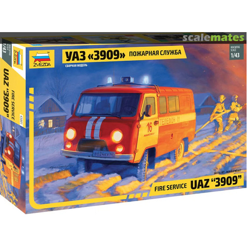 Zvezda 43001 1/43   UAZ 3909 Fire Service Plastic Model Kit