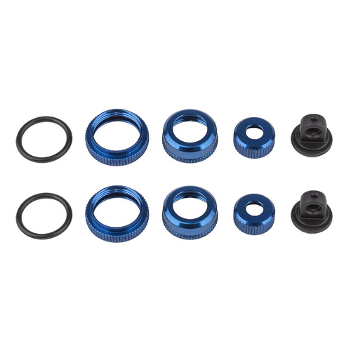 Team Associated FT 10 mm Shock Caps and Collars, blue aluminum