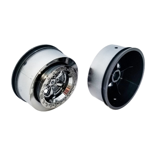 Team Associated Drag Rear Wheels, 2.2 in / 3.0 in, 12 mm hex, black chrome