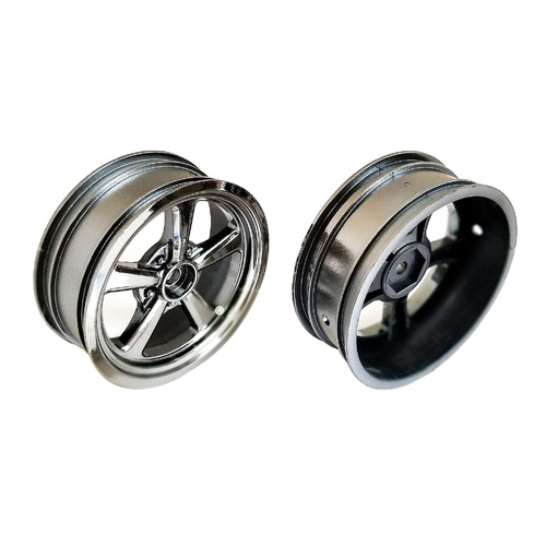 Team Associated Drag Front Wheels, 2.2 in, 12 mm Hex, black chrome