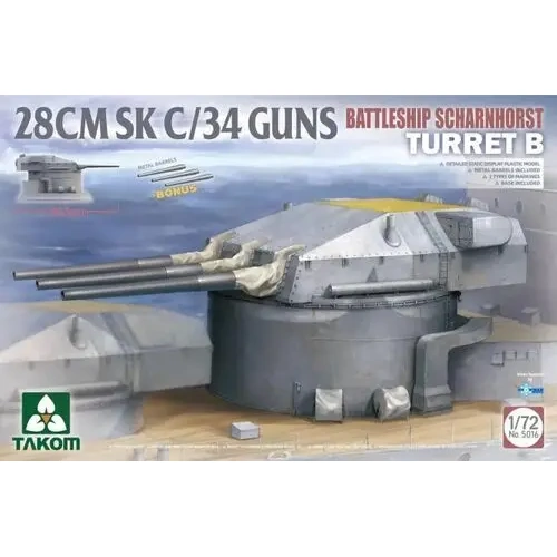 TAKOM 1/72 BATTLESHIP SCHARNHORST TURRET B 28CMSK C/34 GUNS PLASTIC MODEL KIT
