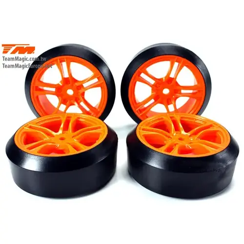 mounted drift tyre 45 degr orange