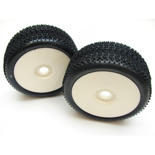 6Mik Blasters Tyres glued on rims - 0/18 super Soft compound (pair) White Rims